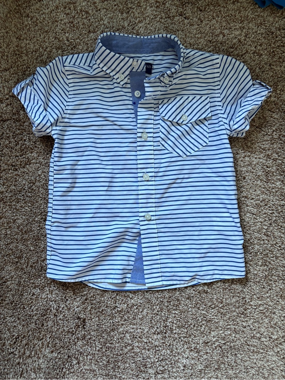 Andy & Evan White and Navy Striped Button-Front Shirt